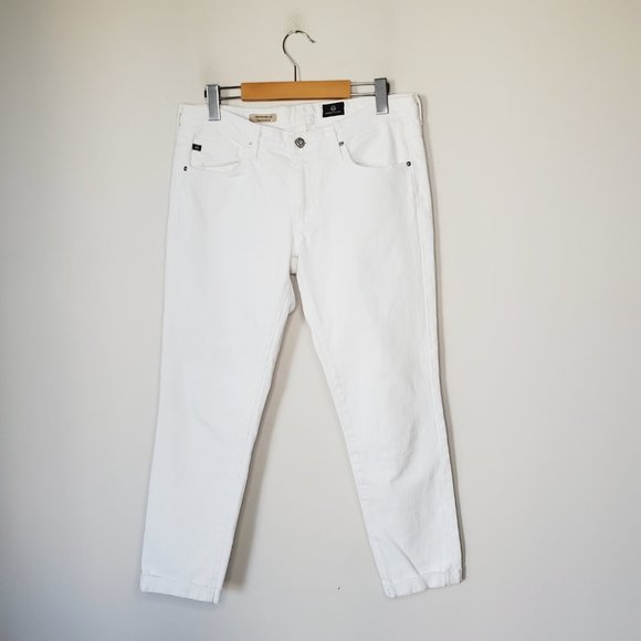 Ag Adriano Goldschmied Jeans The Stilt Roll-up Cigarette Cropped White 29 - Picture 3 of 11